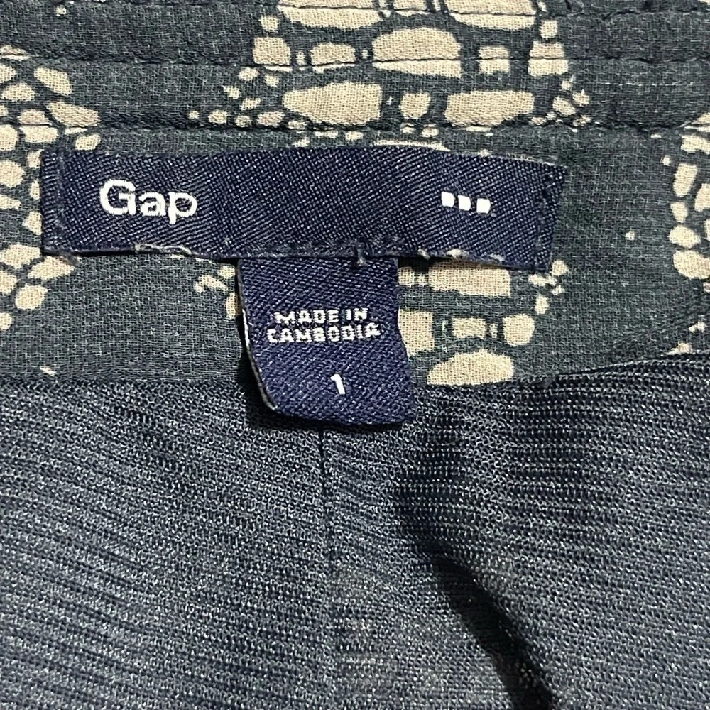 Women’s Gap Skirt Dark Blue and Cream Flower Lace Print Lined Pleated Size 1